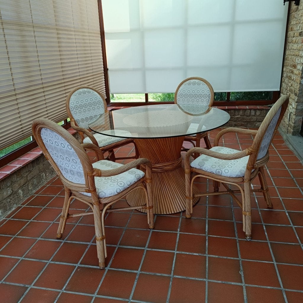 Originele1970s.McGuire USA eettafel+4 stoelen, Antiek en Kunst, Ophalen