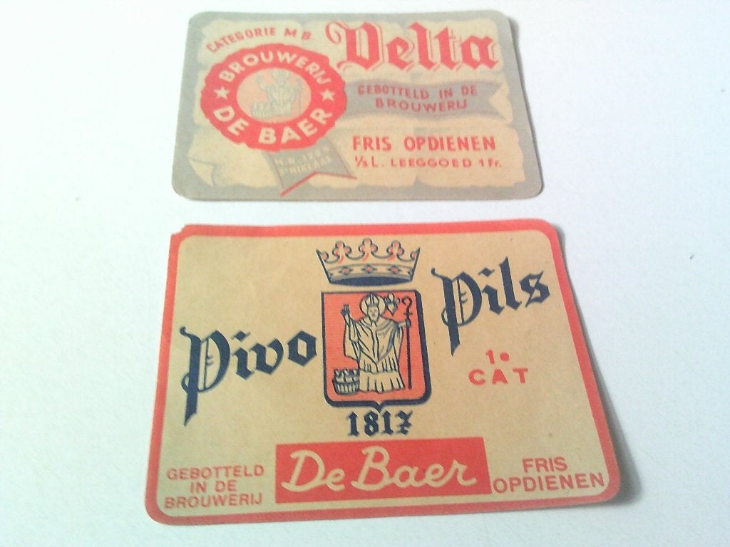 2 bier etiketten brouwerij de baer, Enlèvement, Comme neuf, Autres types, Autres marques