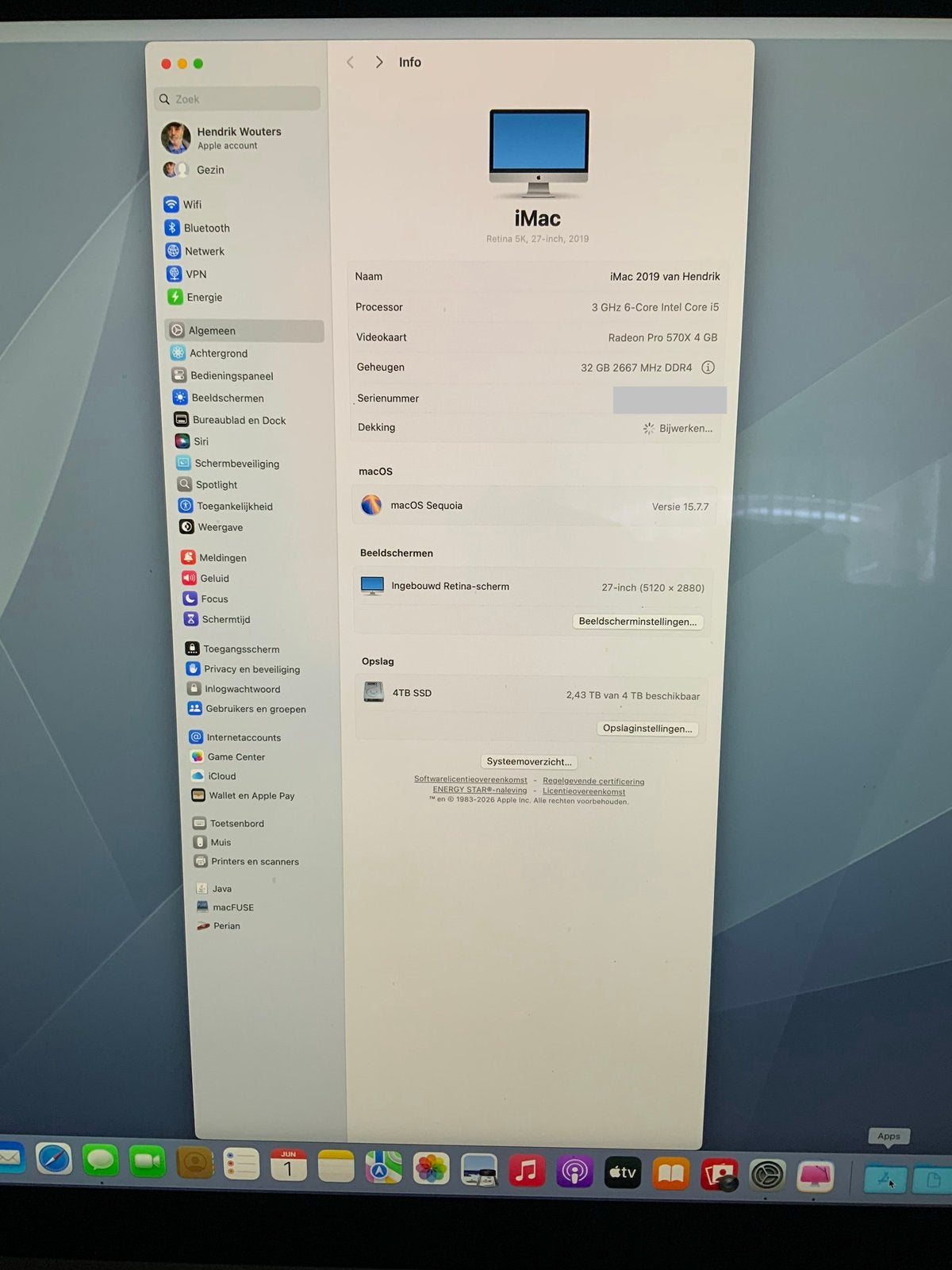 Apple Imac 27 inch i5  Ram32GB SSD 4TB, Computers en Software, Ophalen, Gebruikt, 32 GB, SSD