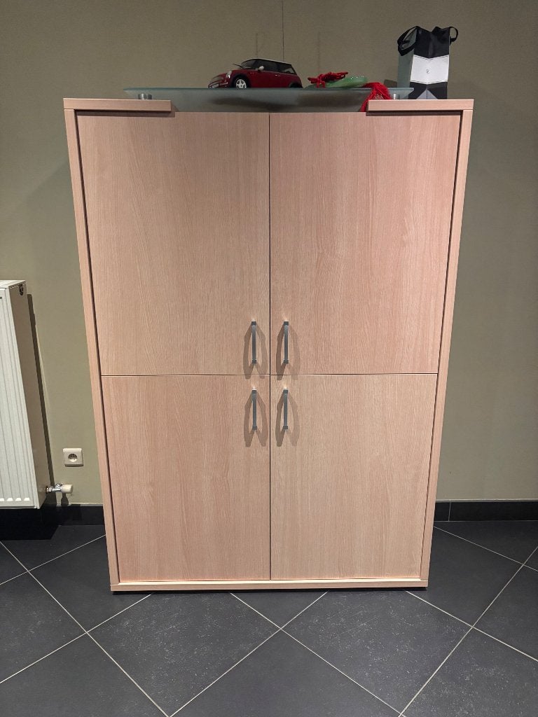 Armoire design élégante en chêne clair avec plateau en verre, 25 à 50 cm, Chêne, Klassiek, Comme neuf