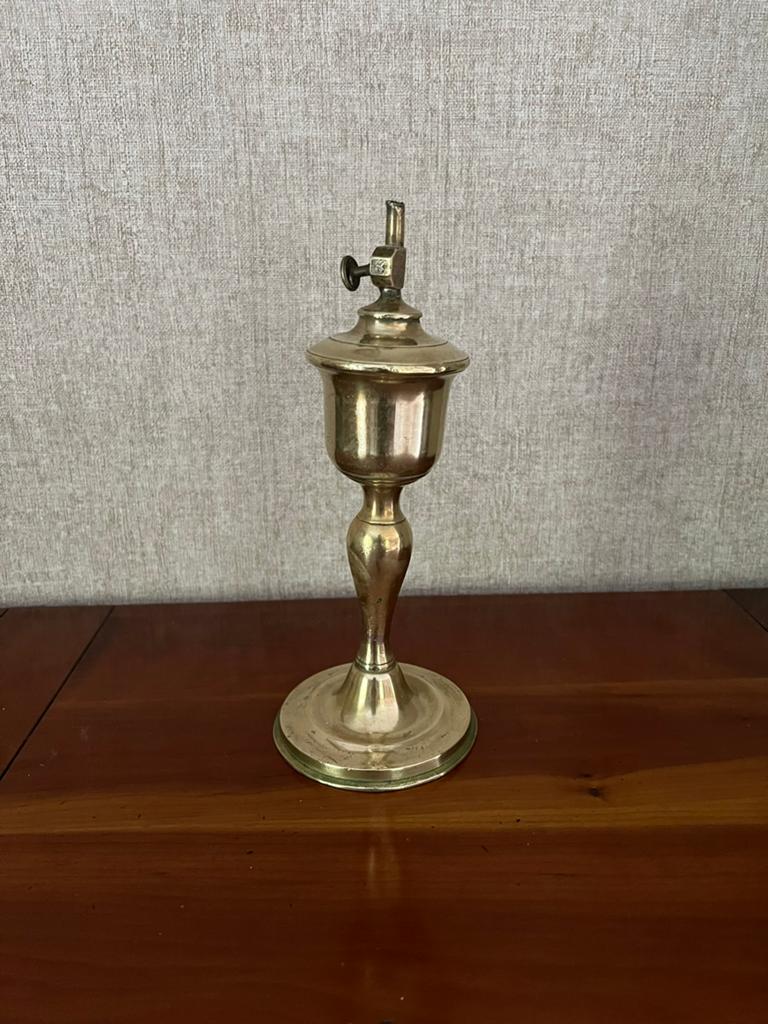 Ancienne lampe à huile de table laiton style GARDON - 27 cm, Enlèvement