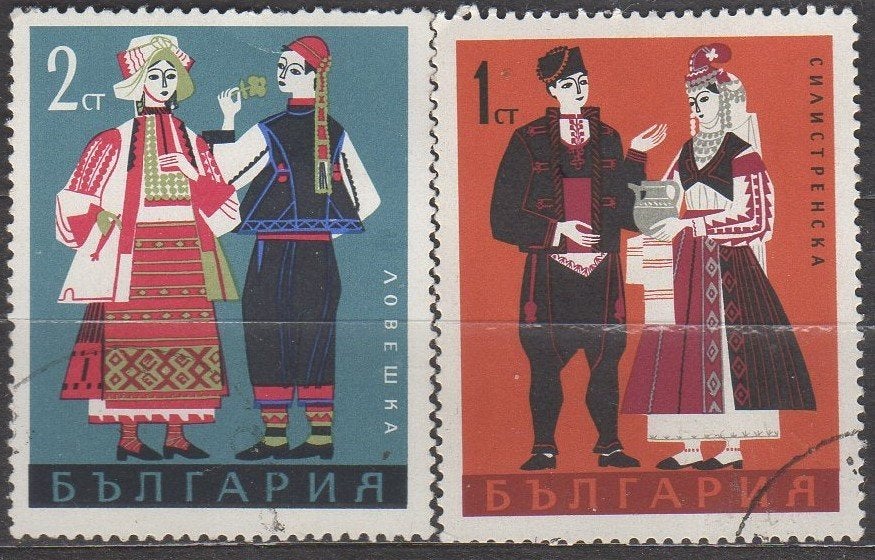 Bulgarije - Klederdrachten uit Lovech en Silistra - 1968, Ophalen of Verzenden, Bulgarije, Gestempeld