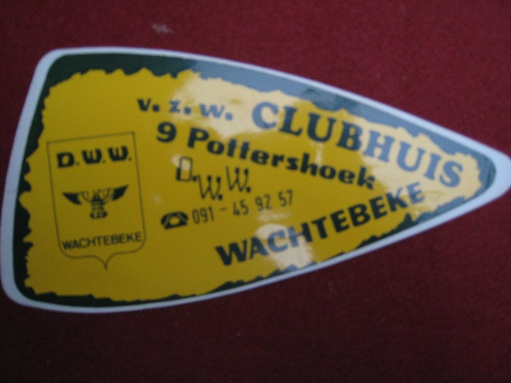 Vintage Sticker Clubhuis VZW O-VL Wachtebeke, Verzenden, Gebruikt, Bedrijf of Vereniging