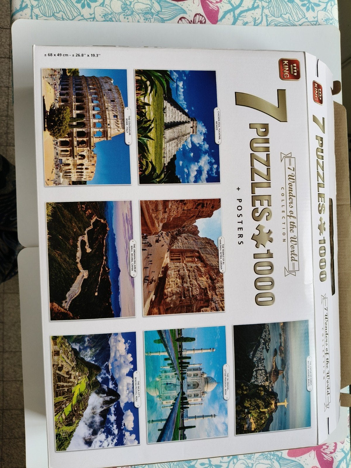 Box met puzzels - 7 wonderen van de wereld, Ophalen of Verzenden, 500 t/m 1500 stukjes, Legpuzzel