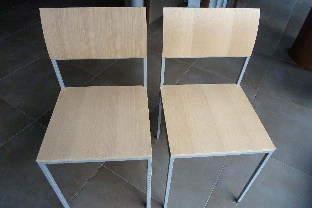 Lot de 2 Jolies Chaises en chêne Clair + Métal Gris NEUF !, Neuf, Autres couleurs, Deux, Enlèvement