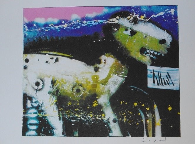 Herman Brood - "Nightride", Gesigneerd, Verzenden, Zeefdruk