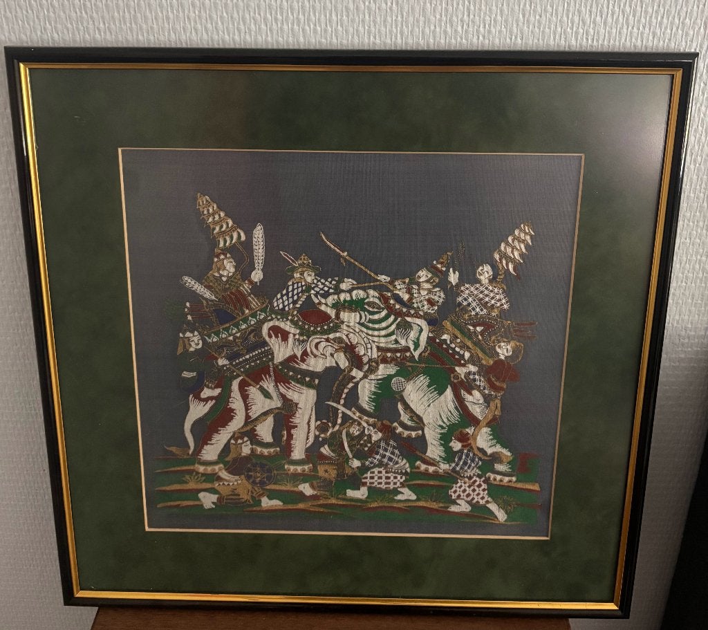 Oosterse kunst, Wanddecoratie, Handgemaakt, 60 cm, Meerkleurig