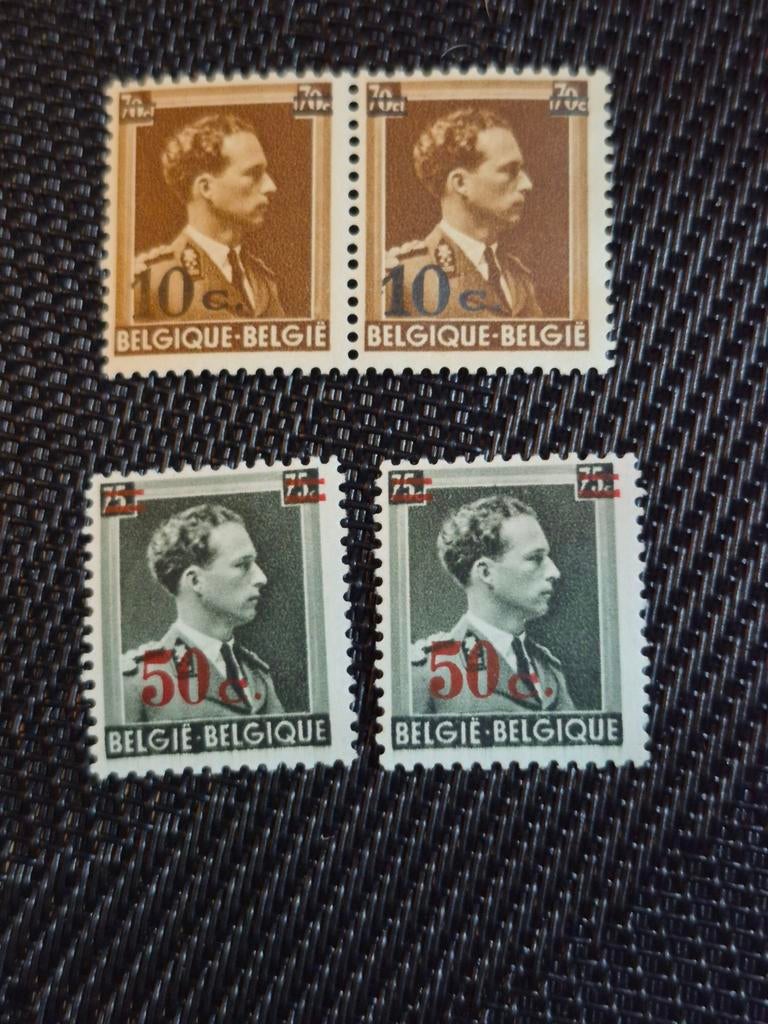 Lot 4 oude Belgische postzegels - Koning Leopold III - Nieuw, Ophalen of Verzenden