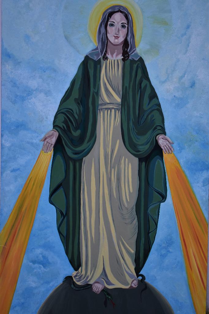 Tableau vierge marie, signé par joky kamo, Enlèvement