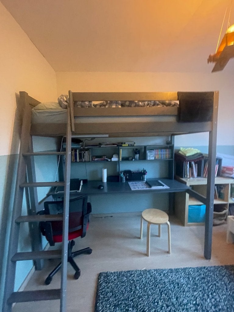 Mezzaninebed, Ophalen, Gebruikt, Eenpersoons, 160 tot 180 cm