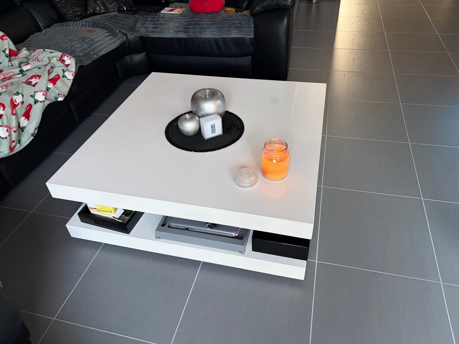 Table basse salon laqué blanc 100x100x36, Ophalen, Overige materialen, Gebruikt, 50 tot 100 cm