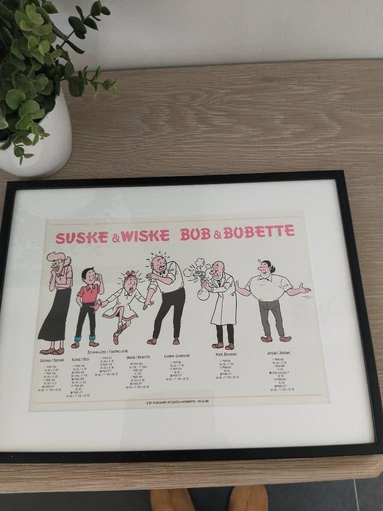 Ingelijste poster/prent , verzamelobject suske en wiske, Enlèvement ou Envoi, Bob et Bobette, Comme neuf, Image, Affiche ou Autocollant