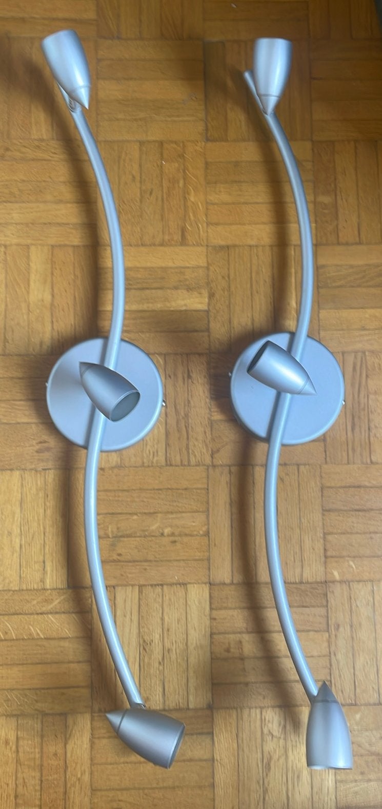 2 x grijze metalen stang met 3 sports - IKEA, Maison & Meubles, GU10, Enlèvement, Utilisé, Métal