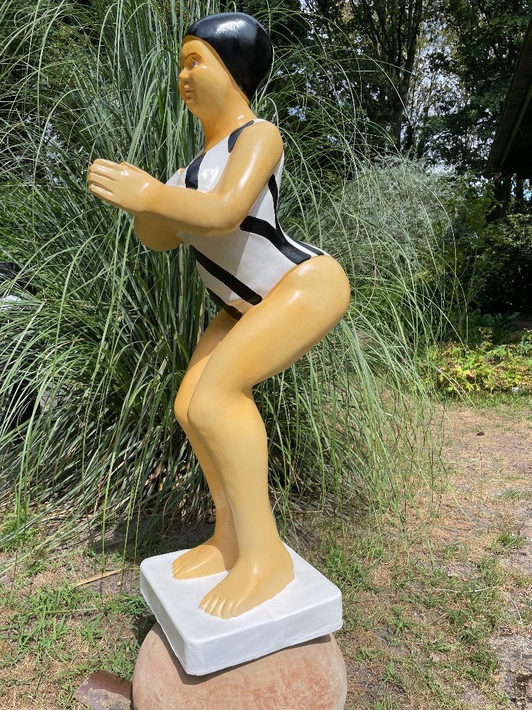 Duikende dame, zwemster jacuzzi tuin, zwembad, vijver 115cm, Tuin en Terras, Tuinbeelden, Ophalen, Nieuw, Kunststof, Mensenbeeld