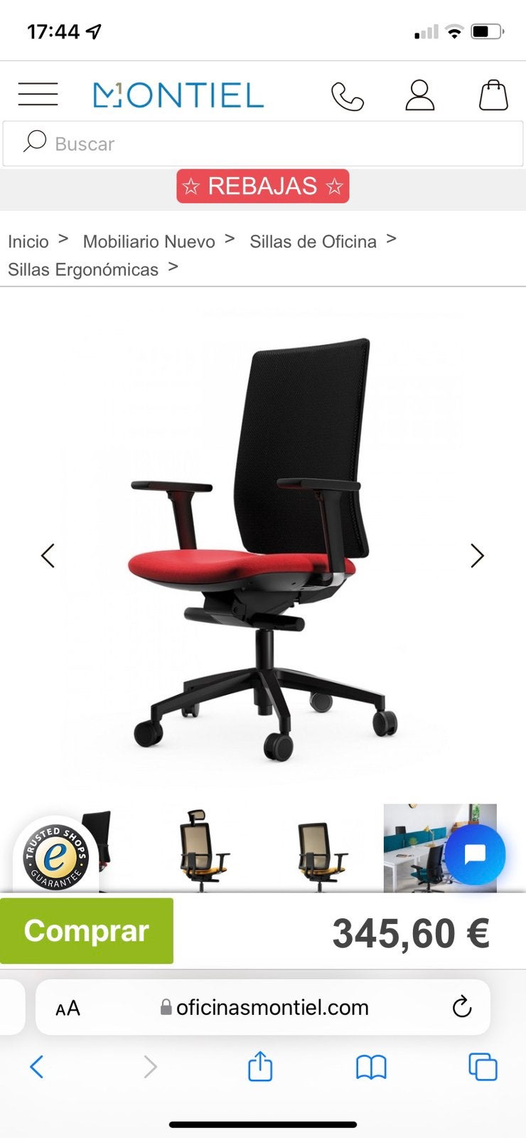 Chaise  bureau ergonomique FORMA 5 SENTISDesign Josep Lluscà, Maison & Meubles, Rouge, Comme neuf, Enlèvement, Chaise de bureau