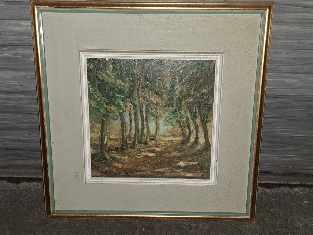 huile sur panneau signe roger verbrugghe, Ophalen of Verzenden
