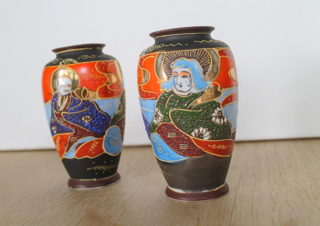 Satsuma Moriage set van 2 vaasjes, gewoon authentiek !, Ophalen of Verzenden