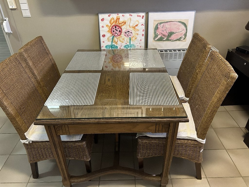 keukentafel met bijpassende stoelen, Huis en Inrichting, Ophalen, Gebruikt, Bruin, Hout