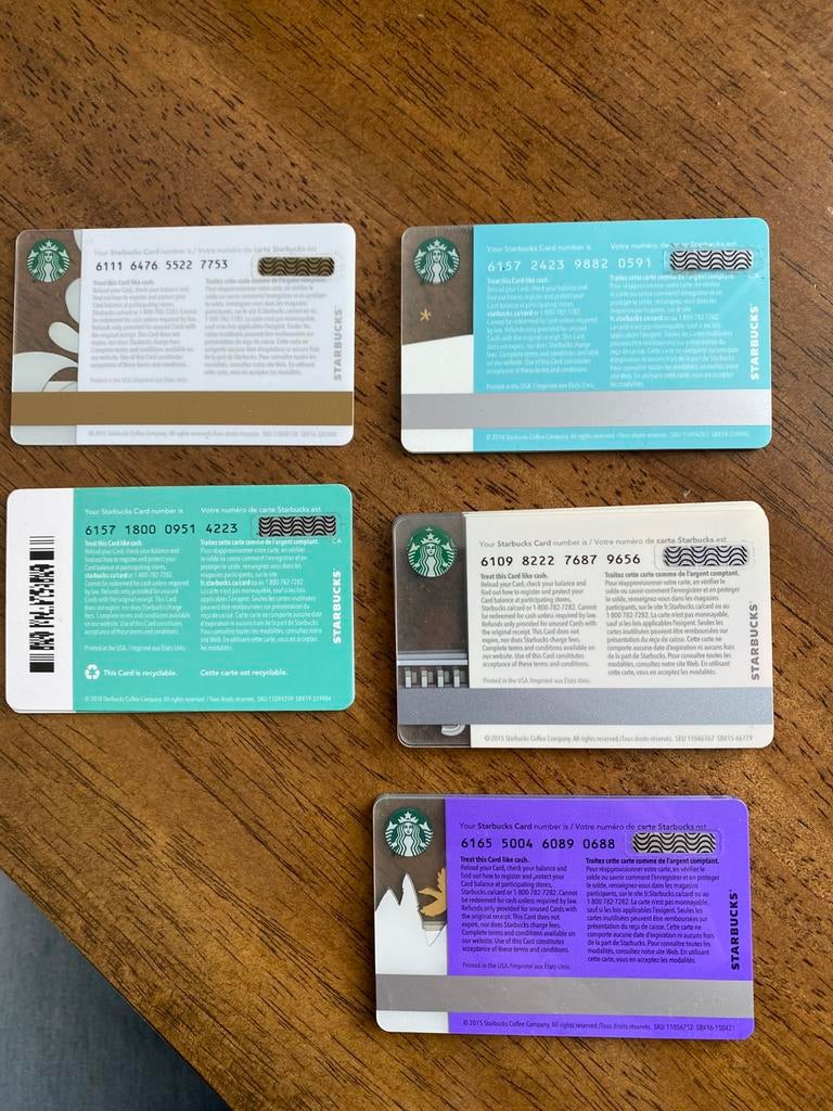 15 cartes starbucks neuves canada Montréal Québec, Enlèvement ou Envoi, Non oblitéré, Amérique du Nord