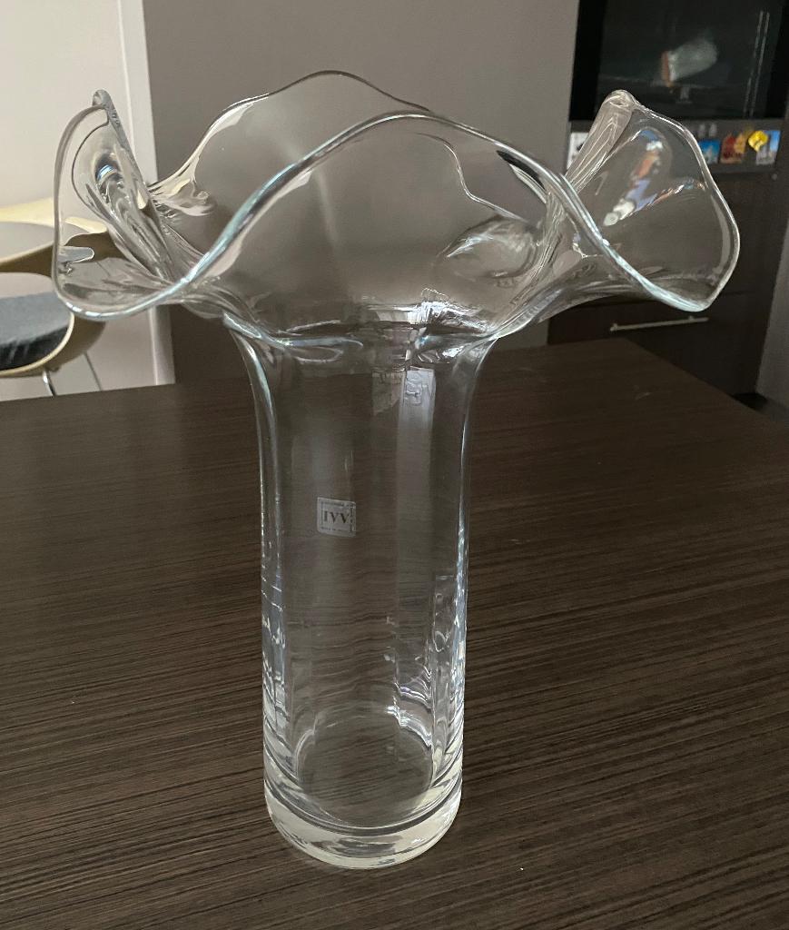 Grote handgeblazen Italiaanse bloemenvaas, Enlèvement, Comme neuf, Verre, Moins de 50 cm