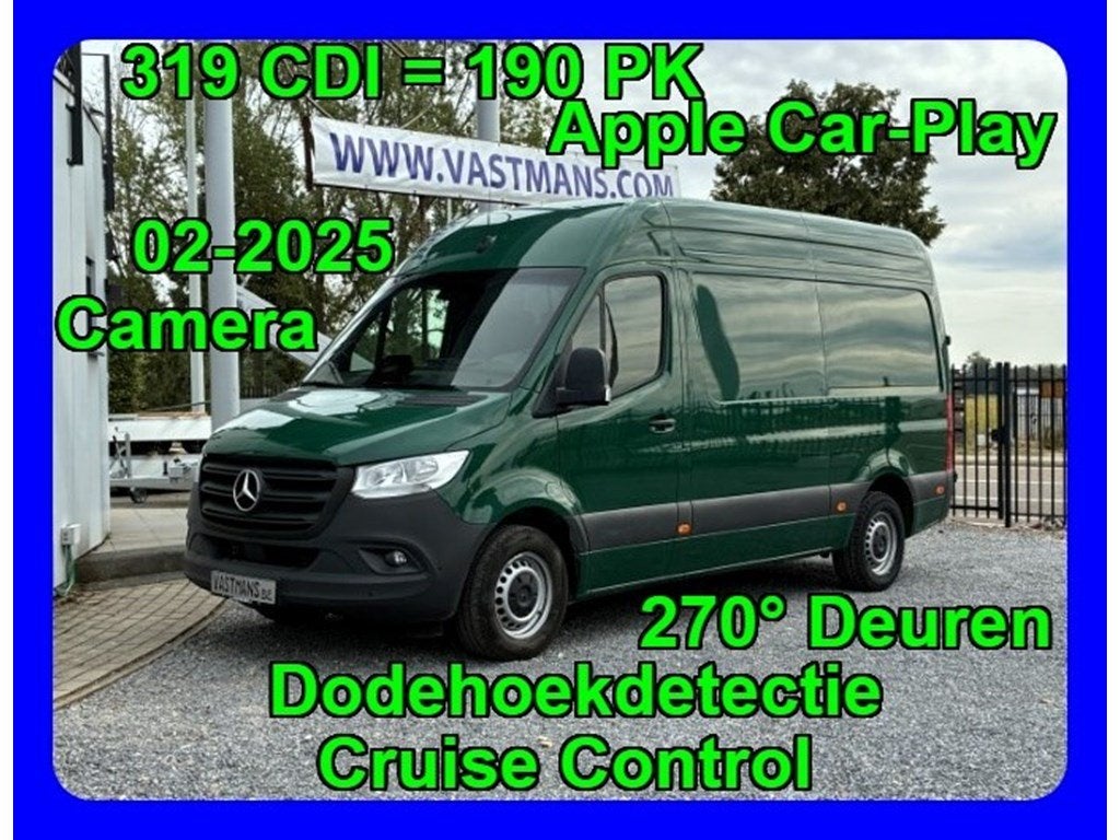 Mercedes-Benz Sprinter 319 / € + BTW / L2H2 / 190 PK / Appl, Achat, Euro 6, Entreprise, 3 places