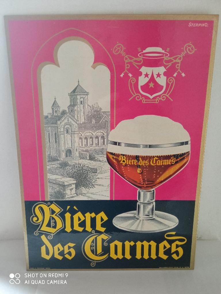 publicité  bière des CARMES, Collections, Enlèvement ou Envoi, Utilisé, Panneau, Plaque ou Plaquette publicitaire, Autres marques