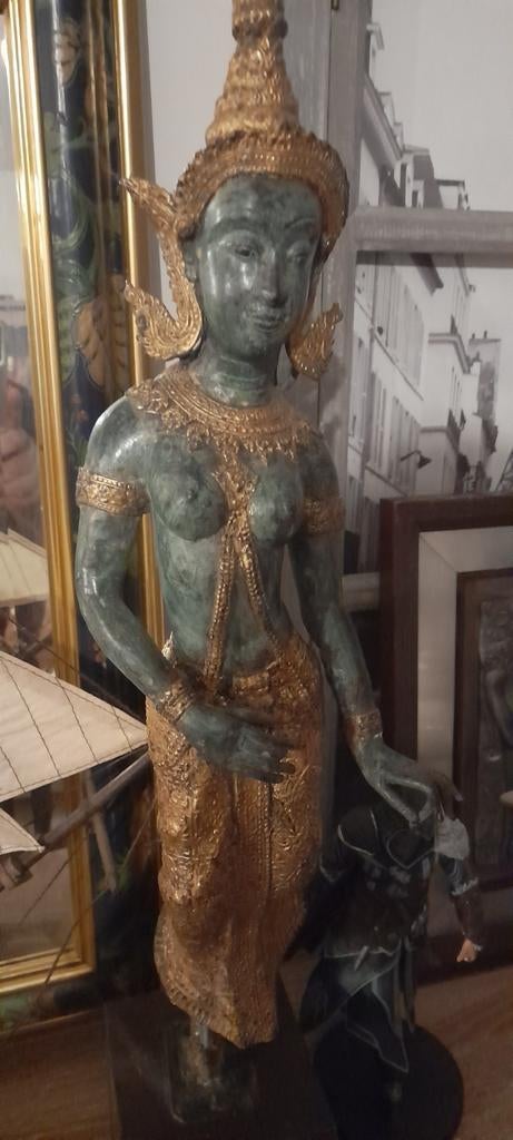 Prachtige Aziatische bronzen Thaise danseres naakt, Antiek en Kunst, Antiek | Overige Antiek, Ophalen