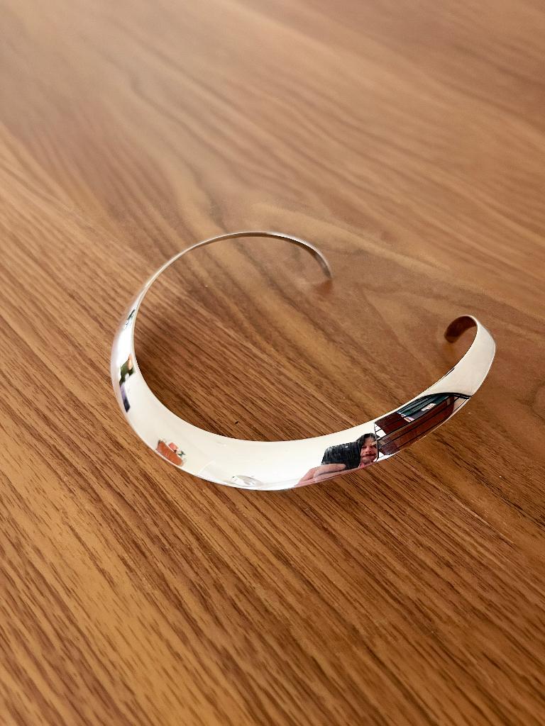 Vintage Quinn 925 zilveren choker -  minimalistisch design, Ophalen of Verzenden, Zilver, Ketting