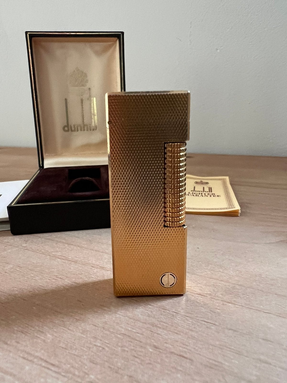 Dunhill Barley patroon aansteker goud, Ophalen of Verzenden, Zo goed als nieuw, Aansteker