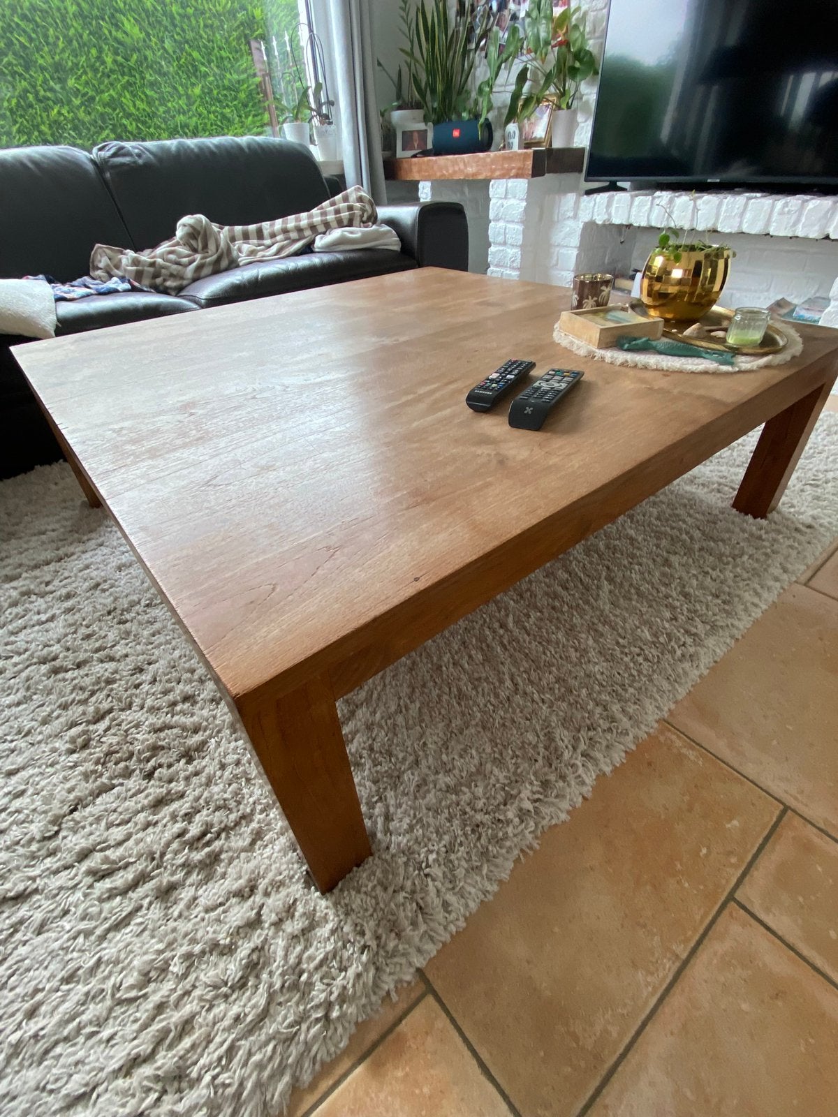 Teak salontafel 120 cm , sterk, Huis en Inrichting, Ophalen, Gebruikt, 5 – 50, 100 tot 150 cm