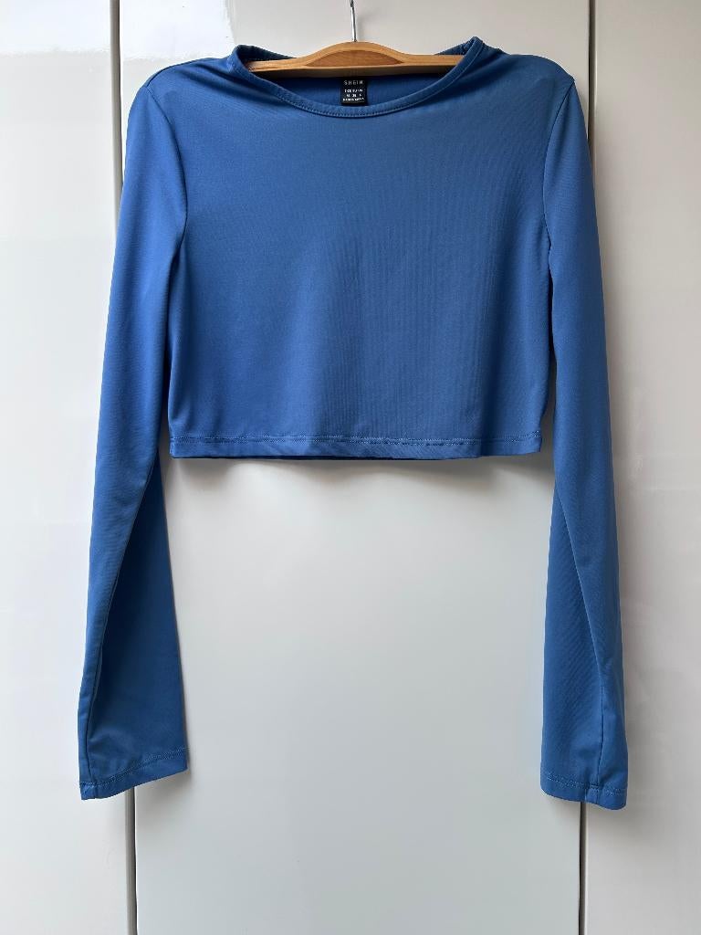Blauw T-shirt met lange mouwen van Shein, maat M, Maat 38/40 (M), Blauw, Ophalen of Verzenden, Zo goed als nieuw