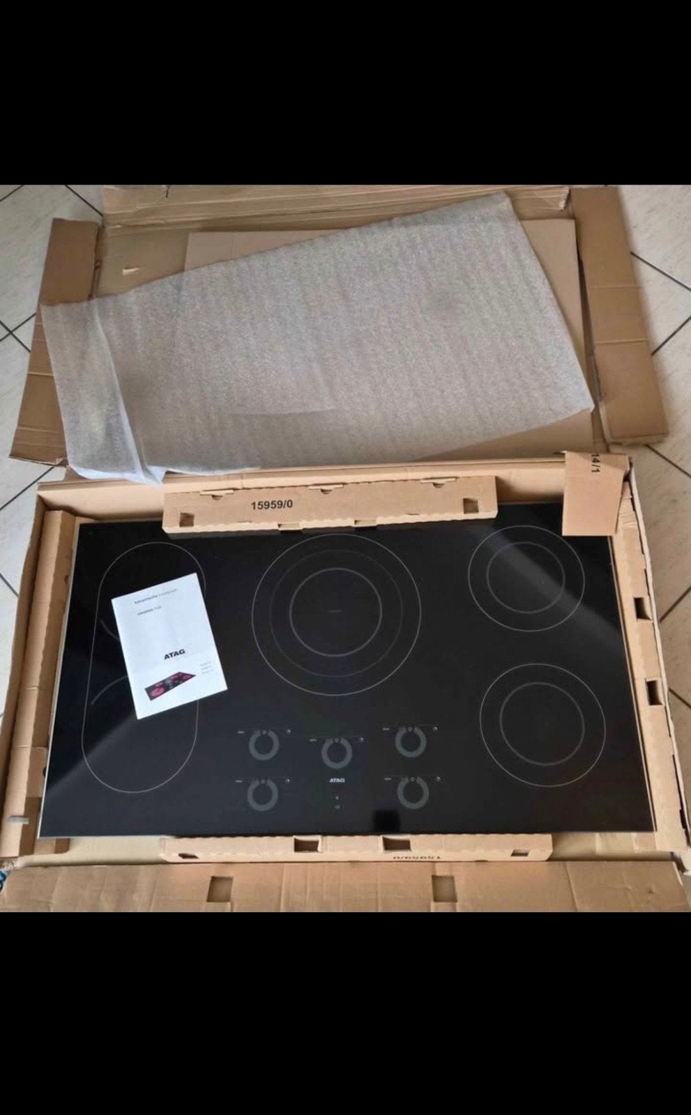 Taque vitrocéramique 90cm ATAG Neuve, Neuf, Enlèvement, 5 zones de cuisson ou plus, Encastré