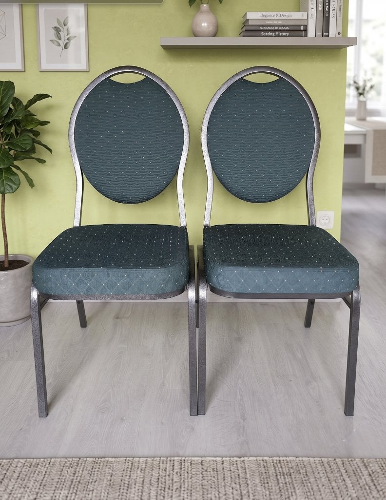2 chaises rembourrées confortables - empilables, Maison & Meubles, Chaises, Autres couleurs, Deux, Enlèvement, Utilisé