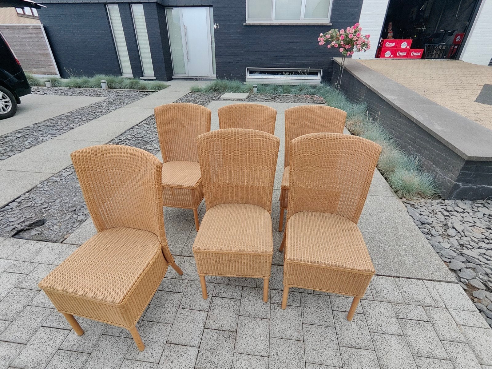 Set van 6 rieten eetkamerstoelen goede staat
Stevig en c, Ophalen, Zo goed als nieuw, Rotan
