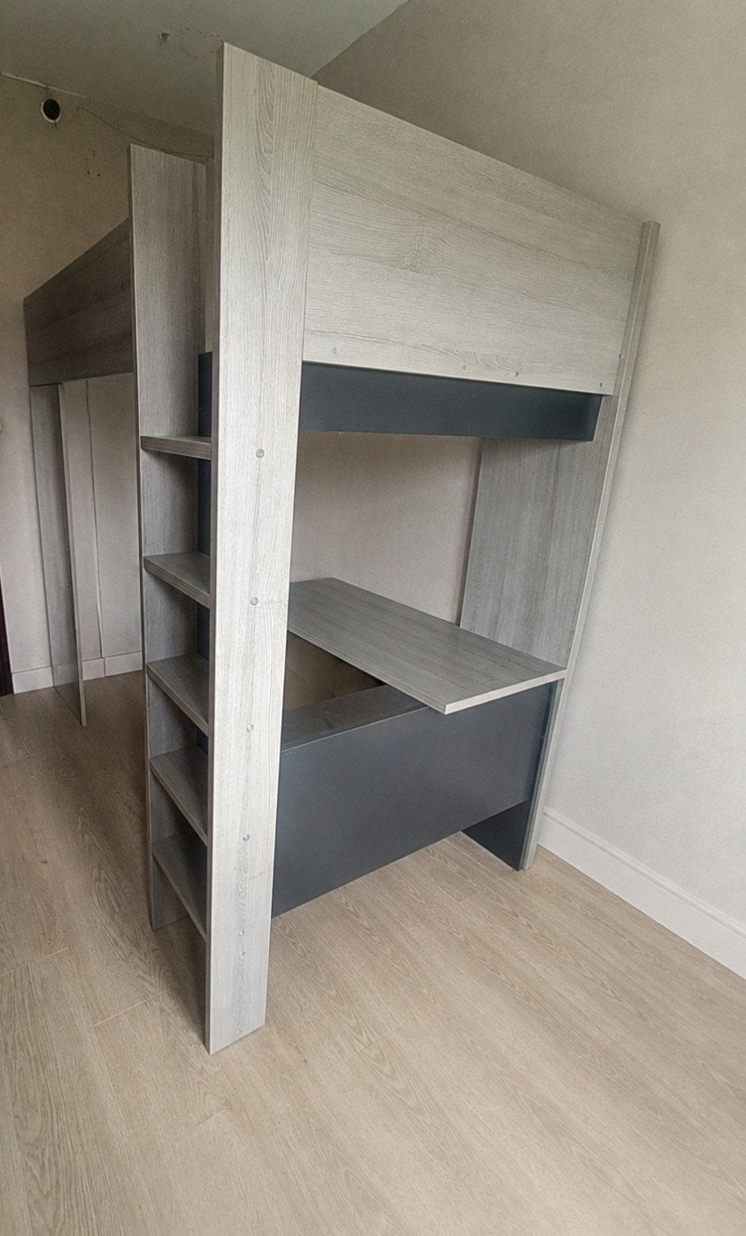 Hoogslaper met bureau, kledingkast en opbergruimte | 90x200, Kinderen en Baby's, Ophalen, Hoogslaper