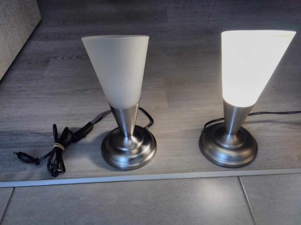 Lampen met schakelaar glas met inoxlook - nieuwstaat, Ophalen, Glas