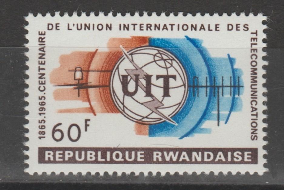Rwanda 1965 100 jaar U.I.T. (telecommunicatie) (2) **, Ophalen of Verzenden, Overige landen, Postfris