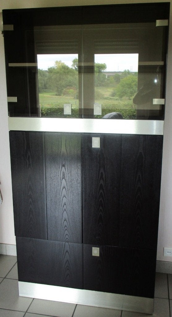 Vitrinekast (modern vintage eind jaren '80) 184,5x92x47cm, Huis en Inrichting, Kasten | Vitrinekasten, 50 tot 100 cm, Overige houtsoorten
