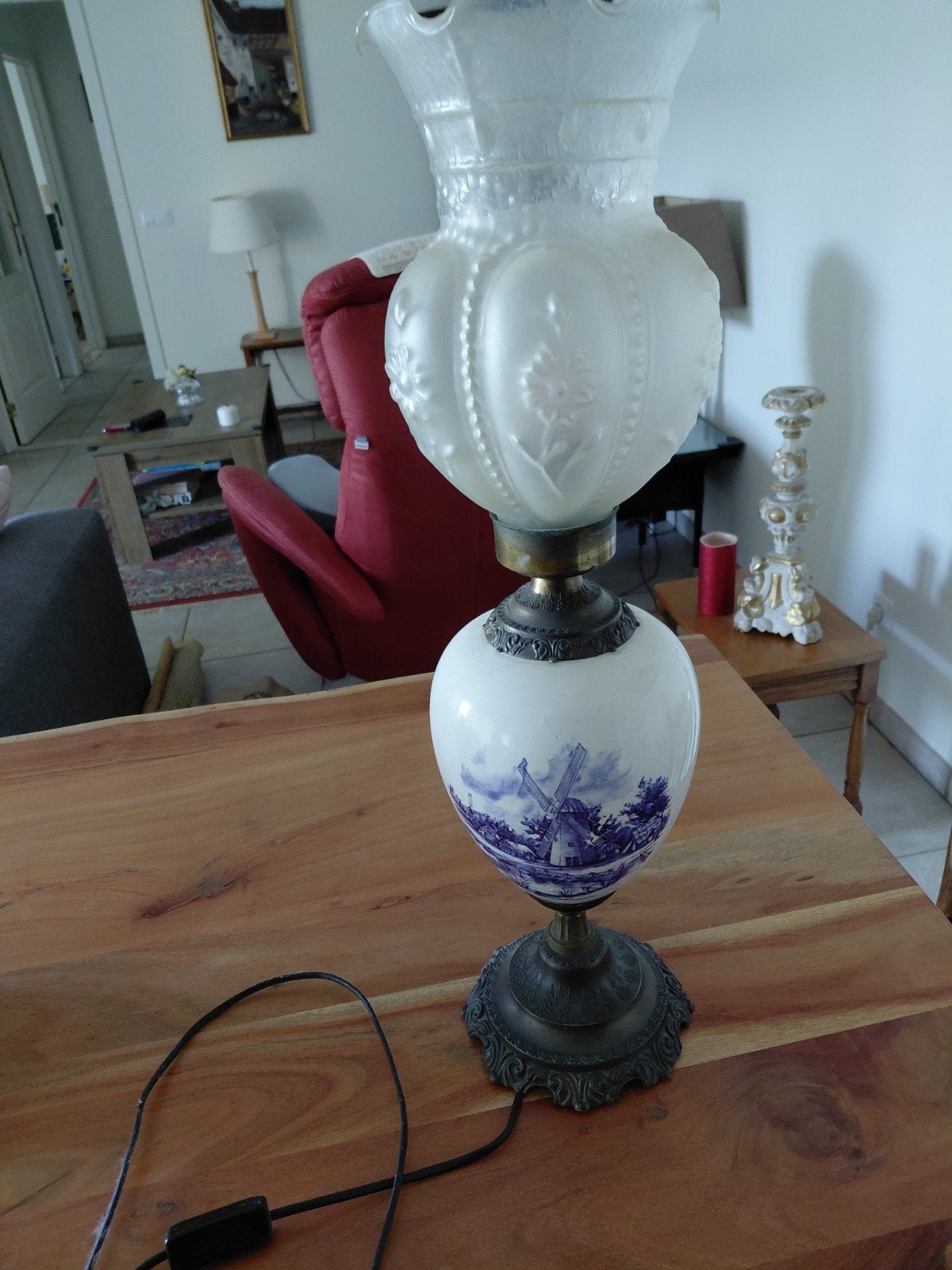 Lamp met delfts motief, Ophalen