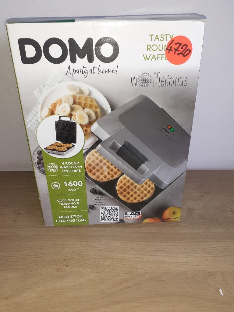 DOMO Wafelijzer 'Wafflelicious' - voor 4 ronde wafels, Ophalen, Zo goed als nieuw