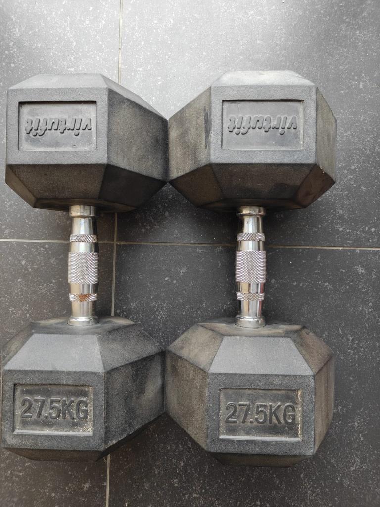 Dumbbell set 2x27,5kg, Sport en Fitness, Fitnessmaterialen, Ophalen, Zo goed als nieuw, Dumbbell
