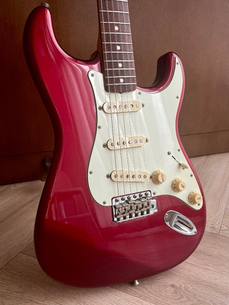 2009 Fender Japan ST62-TX Stratocaster Old Candy Apple Red, Enlèvement, Utilisé, Solid body, Fender