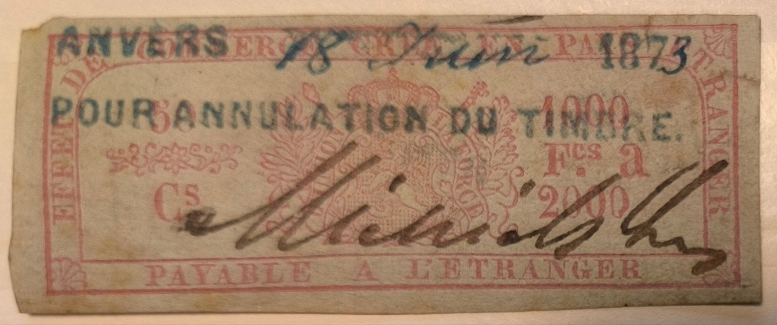 Sceau fiscal belge, Envoi