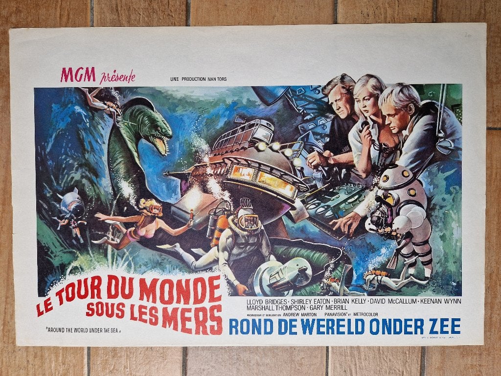 filmaffiche Around The World Under The Sea filmposter, Rechthoekig Liggend, Ophalen of Verzenden, Zo goed als nieuw, A1 t/m A3