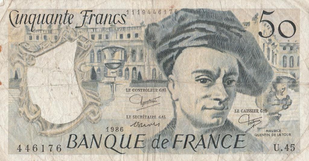 En 1988, la Banque de France a donné 50 francs., Enlèvement ou Envoi, France, Billets en vrac
