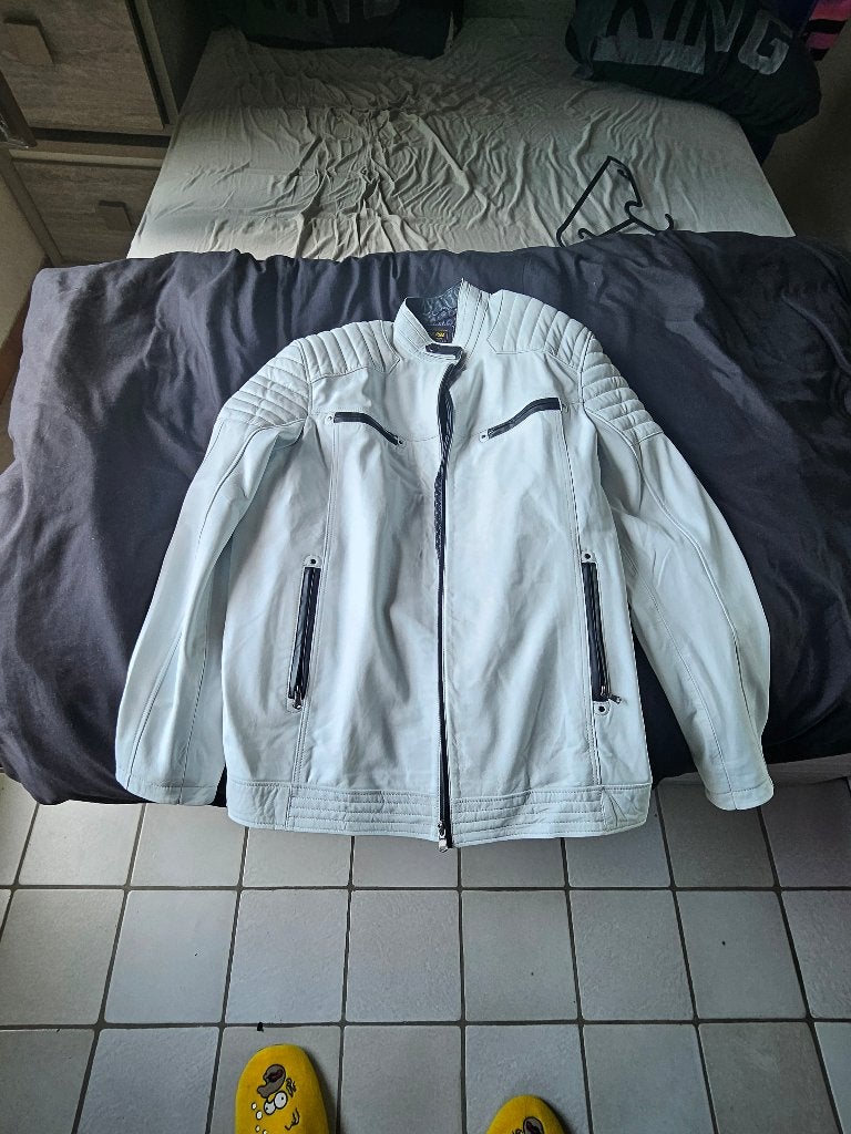 Manteau cuir blanc, Ophalen, Nieuw, Maat 46/48 (XL) of groter, Wit