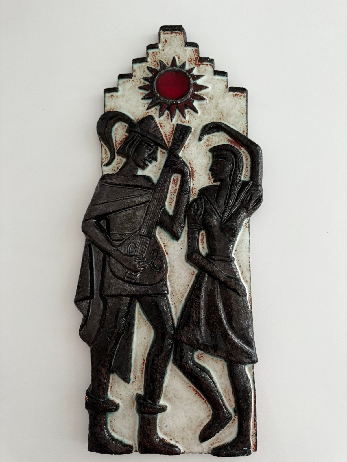 Sculpture murale moderniste en céramique 1970 Paul Vermeire, Enlèvement ou Envoi