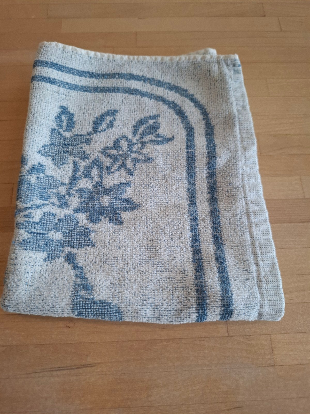 Badhanddoek vintage te koop!, Ophalen, Zo goed als nieuw, Blauw, Handdoek