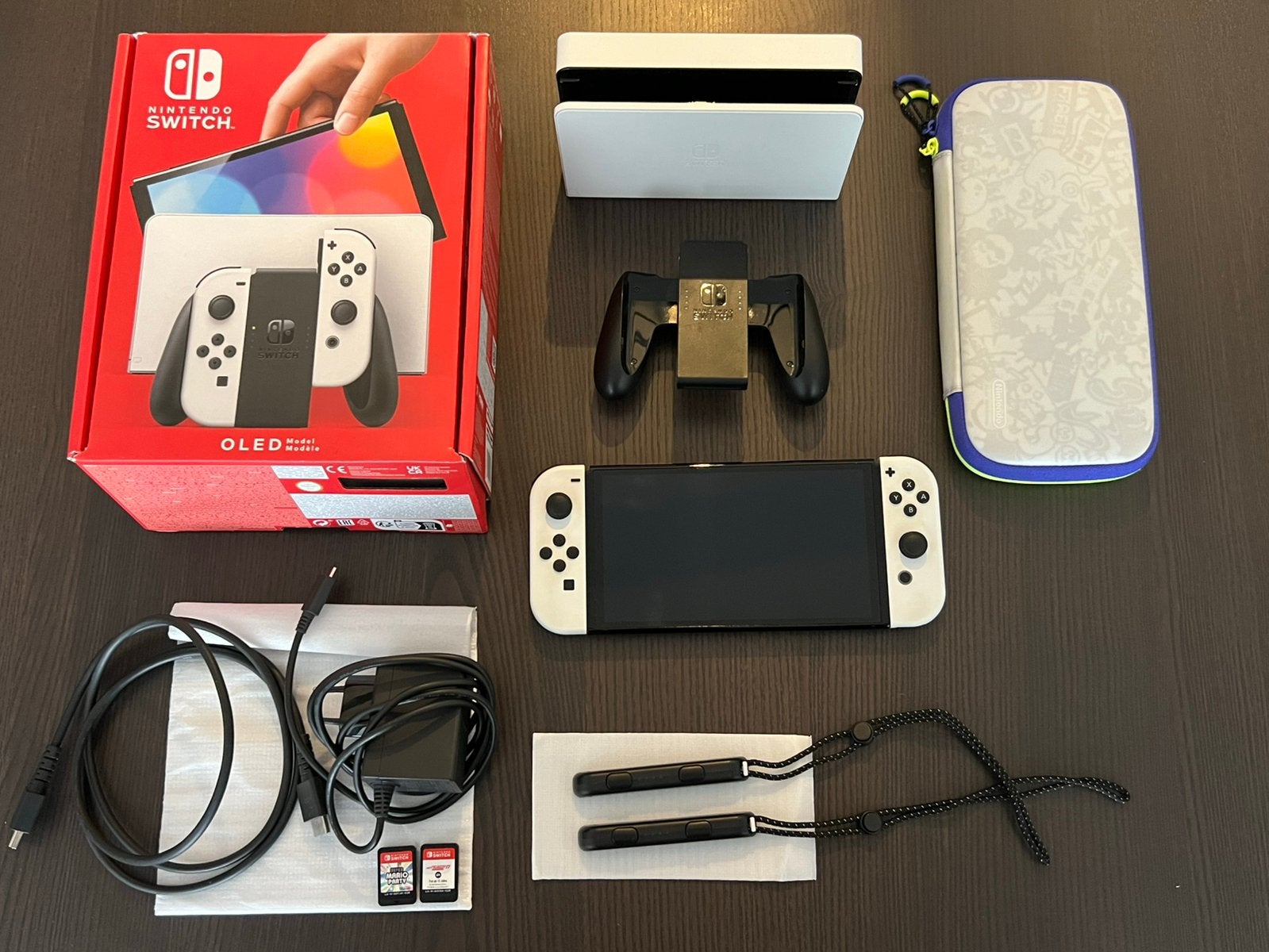 Nintendo Switch OLED wit in perfecte staat, 2 games, etui, Ophalen, Zo goed als nieuw, Switch OLED