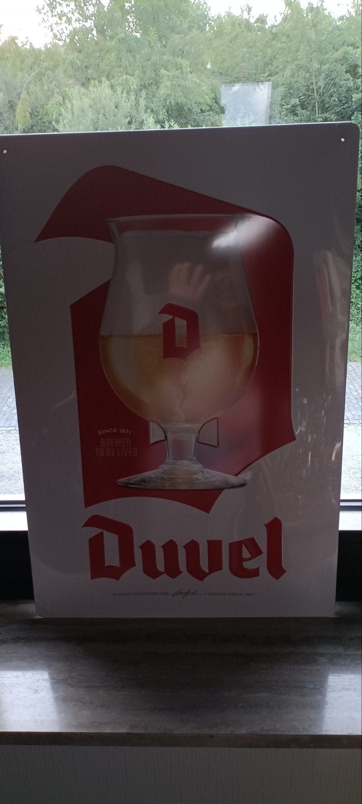 Nieuwe grote reklaamplaat Duvel Moortgat, Enlèvement ou Envoi, Duvel